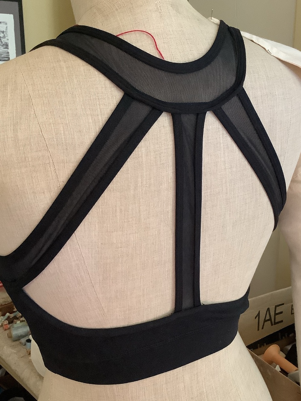 Mesh-Back Black Sports Bralette - Supportive Strappy Design